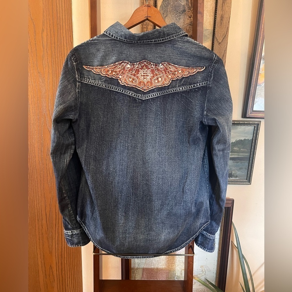 Harley-Davidson Denim Snap Button Shirt Size Small - Picture 8 of 8